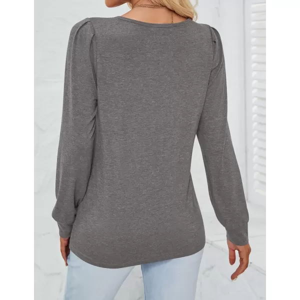 imageZESICA Womens 2024 Casual Long Sleeve T Shirts Lace V Neck Trendy Basic Tops Summer Fall Tee BlouseGrey