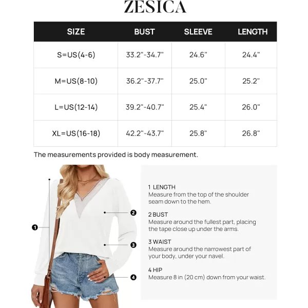 imageZESICA Womens 2024 Casual Long Sleeve T Shirts Lace V Neck Trendy Basic Tops Summer Fall Tee BlouseWhite