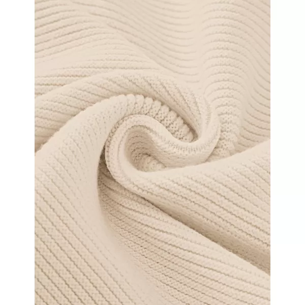 imageZESICA Womens 2024 Crew Neck Long Lantern Sleeve Casual Loose Ribbed Knit Solid Soft Pullover Sweater TopsApricot