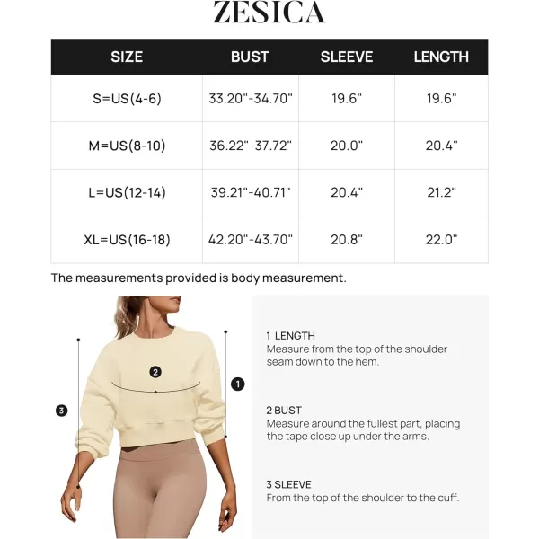 imageZESICA Womens 2024 Crop Sweatshirts Casual Long Sleeve Crewneck Solid Color Y2K Fleece Loose Pullover Sweatshirt TopsApricot