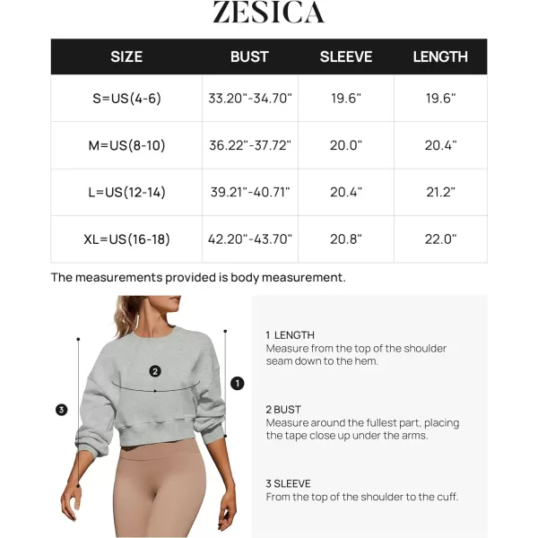 imageZESICA Womens 2024 Crop Sweatshirts Casual Long Sleeve Crewneck Solid Color Y2K Fleece Loose Pullover Sweatshirt TopsGrey