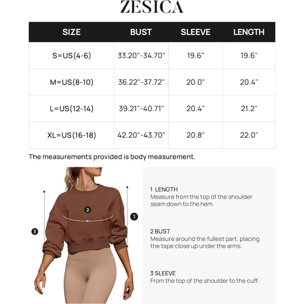 imageZESICA Womens 2024 Crop Sweatshirts Casual Long Sleeve Crewneck Solid Color Y2K Fleece Loose Pullover Sweatshirt TopsTan