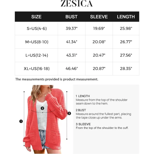 imageZESICA Womens 2024 Fall Casual Long Sleeve Cable Knit Open Front Loose Chunky Sweater Cardigan Coat OuterwearCoral