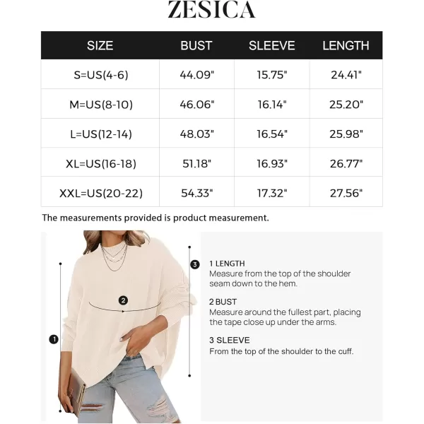 imageZESICA Womens 2024 Fall Casual Long Sleeve Crew Neck Side Slit Oversized Ribbed Knit Pullover Sweater TopsBeige