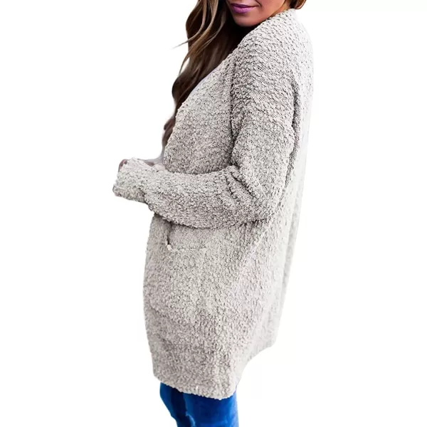 imageZESICA Womens 2024 Fall Casual Long Sleeve Open Front Soft Chunky Knit Sweater Cardigan OuterwearBeige