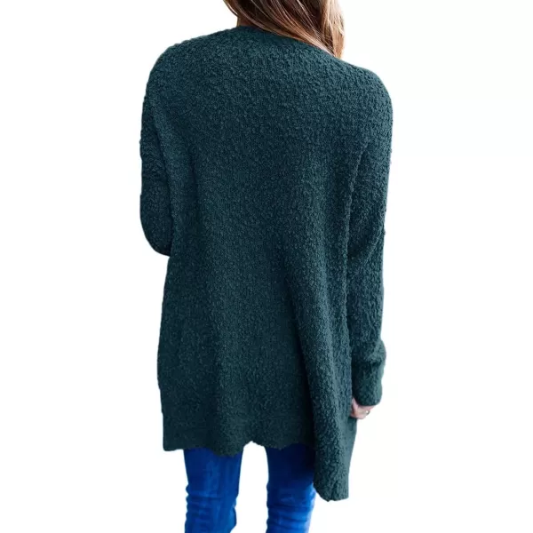 imageZESICA Womens 2024 Fall Casual Long Sleeve Open Front Soft Chunky Knit Sweater Cardigan OuterwearBlackish Green