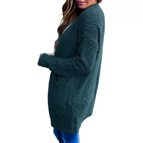 imageZESICA Womens 2024 Fall Casual Long Sleeve Open Front Soft Chunky Knit Sweater Cardigan OuterwearBlackish Green