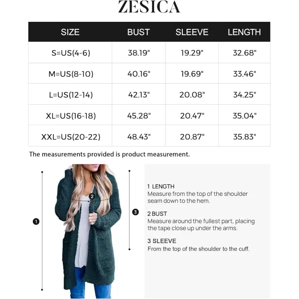 imageZESICA Womens 2024 Fall Casual Long Sleeve Open Front Soft Chunky Knit Sweater Cardigan OuterwearBlackish Green