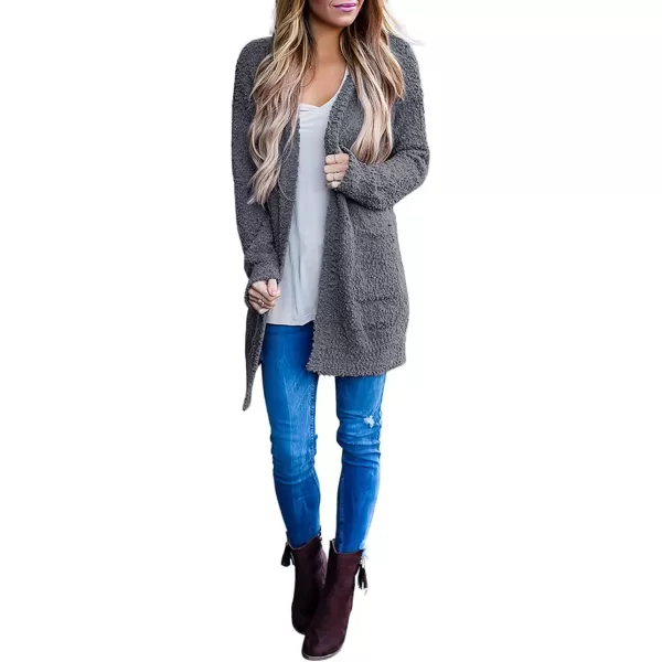 imageZESICA Womens 2024 Fall Casual Long Sleeve Open Front Soft Chunky Knit Sweater Cardigan OuterwearCharcoal