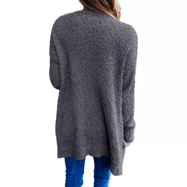 imageZESICA Womens 2024 Fall Casual Long Sleeve Open Front Soft Chunky Knit Sweater Cardigan OuterwearCharcoal