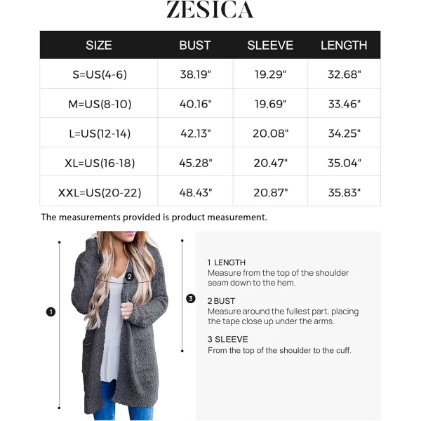 imageZESICA Womens 2024 Fall Casual Long Sleeve Open Front Soft Chunky Knit Sweater Cardigan OuterwearCharcoal