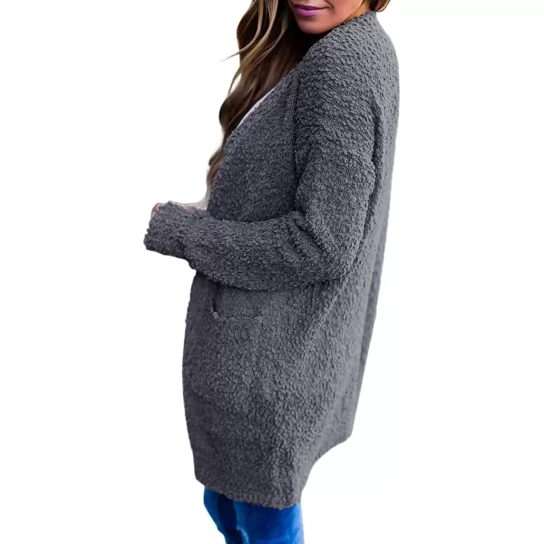 imageZESICA Womens 2024 Fall Casual Long Sleeve Open Front Soft Chunky Knit Sweater Cardigan OuterwearCharcoal