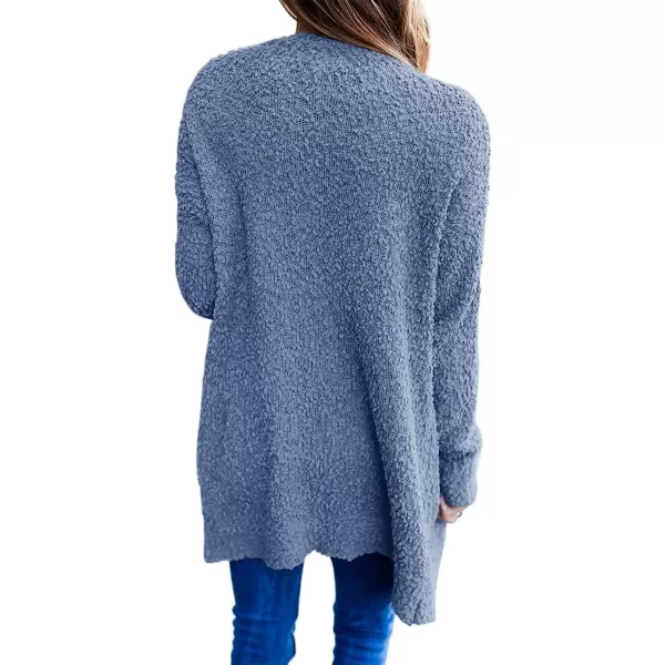 imageZESICA Womens 2024 Fall Casual Long Sleeve Open Front Soft Chunky Knit Sweater Cardigan OuterwearDusty Blue