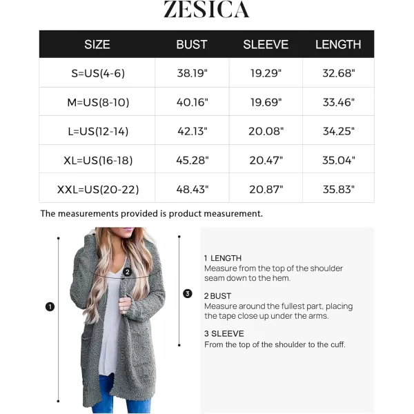 imageZESICA Womens 2024 Fall Casual Long Sleeve Open Front Soft Chunky Knit Sweater Cardigan OuterwearGrey