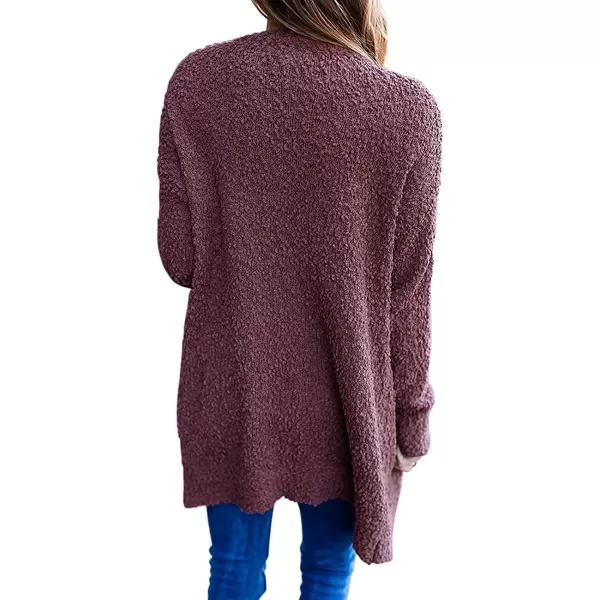 imageZESICA Womens 2024 Fall Casual Long Sleeve Open Front Soft Chunky Knit Sweater Cardigan OuterwearMaroon