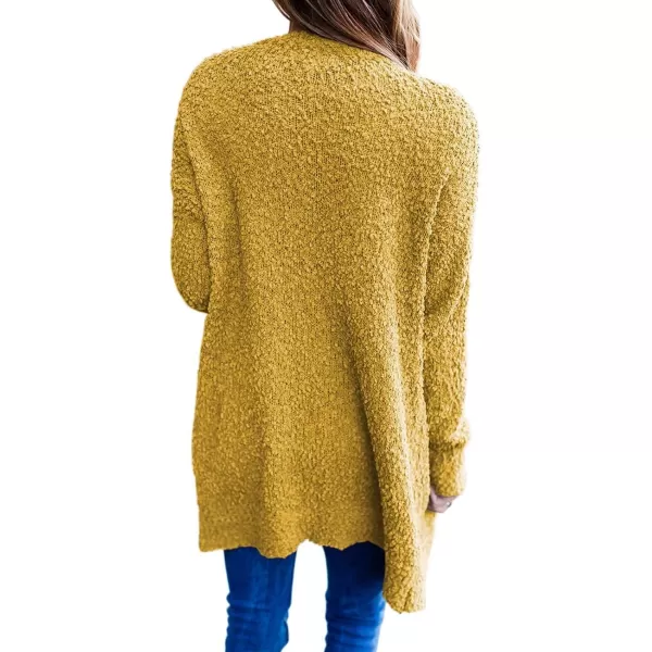 imageZESICA Womens 2024 Fall Casual Long Sleeve Open Front Soft Chunky Knit Sweater Cardigan OuterwearMustard Yellow