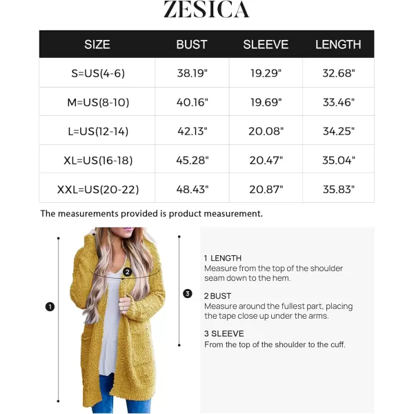 imageZESICA Womens 2024 Fall Casual Long Sleeve Open Front Soft Chunky Knit Sweater Cardigan OuterwearMustard Yellow