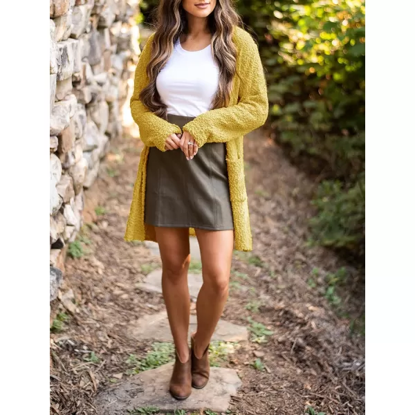 imageZESICA Womens 2024 Fall Casual Long Sleeve Open Front Soft Chunky Knit Sweater Cardigan OuterwearMustard Yellow