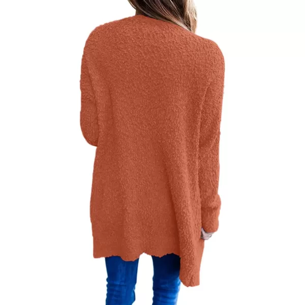 imageZESICA Womens 2024 Fall Casual Long Sleeve Open Front Soft Chunky Knit Sweater Cardigan OuterwearOrange