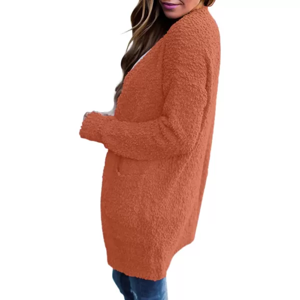 imageZESICA Womens 2024 Fall Casual Long Sleeve Open Front Soft Chunky Knit Sweater Cardigan OuterwearOrange