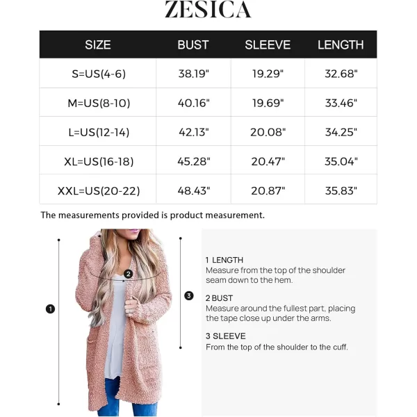 imageZESICA Womens 2024 Fall Casual Long Sleeve Open Front Soft Chunky Knit Sweater Cardigan OuterwearPink