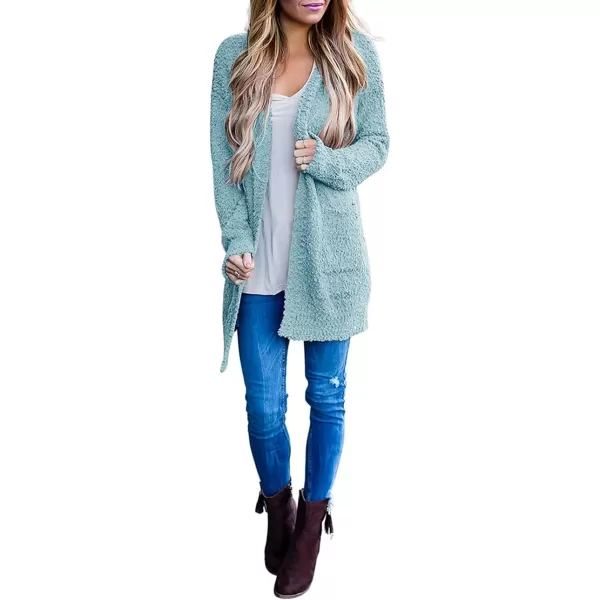 imageZESICA Womens 2024 Fall Casual Long Sleeve Open Front Soft Chunky Knit Sweater Cardigan OuterwearSage