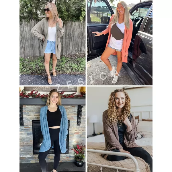 imageZESICA Womens 2024 Fall Casual Long Sleeve Open Front Soft Chunky Knit Sweater Cardigan OuterwearTaro