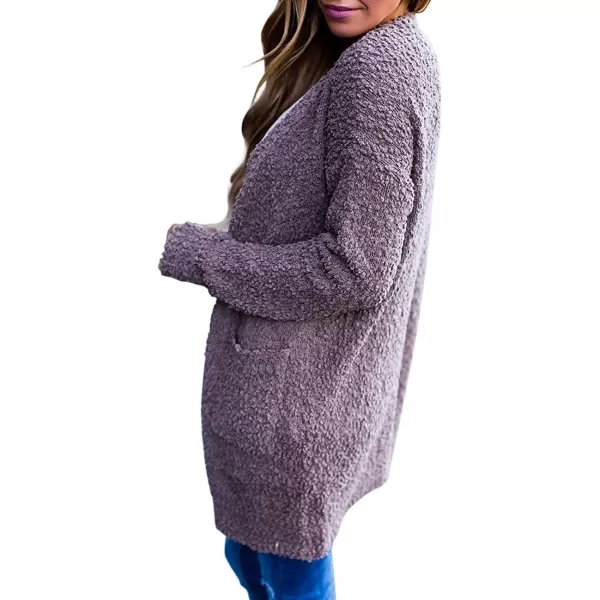 imageZESICA Womens 2024 Fall Casual Long Sleeve Open Front Soft Chunky Knit Sweater Cardigan OuterwearTaro