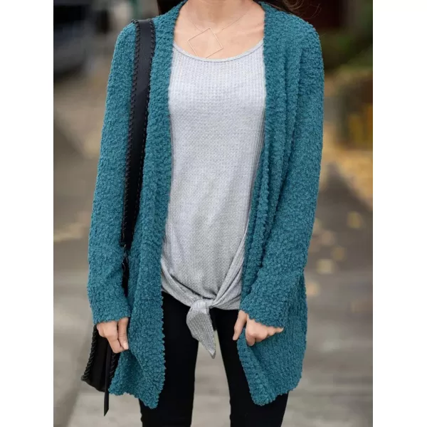 imageZESICA Womens 2024 Fall Casual Long Sleeve Open Front Soft Chunky Knit Sweater Cardigan OuterwearTeal