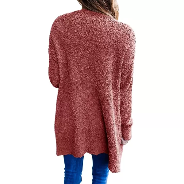 imageZESICA Womens 2024 Fall Casual Long Sleeve Open Front Soft Chunky Knit Sweater Cardigan OuterwearTearose