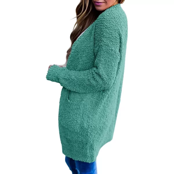 imageZESICA Womens 2024 Fall Casual Long Sleeve Open Front Soft Chunky Knit Sweater Cardigan OuterwearTurquoise