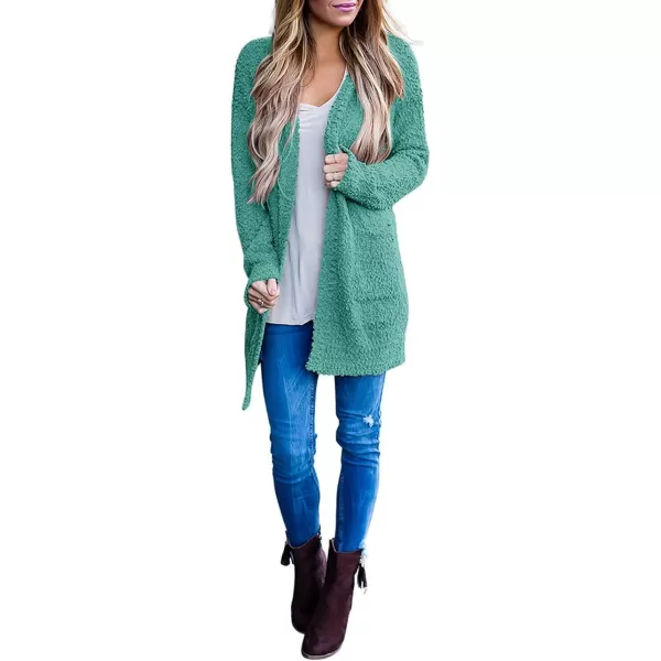 imageZESICA Womens 2024 Fall Casual Long Sleeve Open Front Soft Chunky Knit Sweater Cardigan OuterwearTurquoise