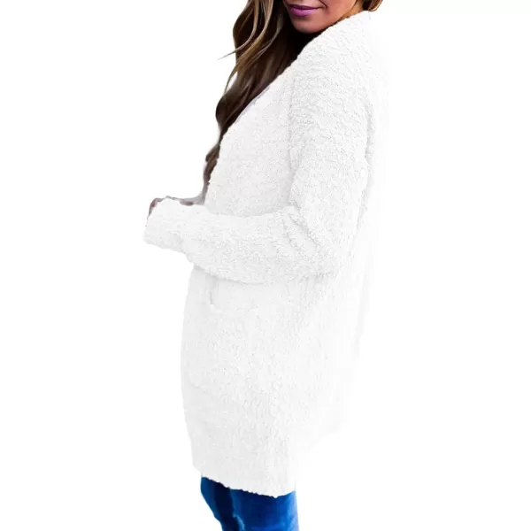imageZESICA Womens 2024 Fall Casual Long Sleeve Open Front Soft Chunky Knit Sweater Cardigan OuterwearWhite