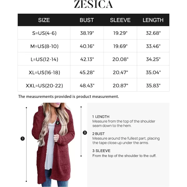 imageZESICA Womens 2024 Fall Casual Long Sleeve Open Front Soft Chunky Knit Sweater Cardigan OuterwearWine