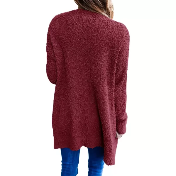 imageZESICA Womens 2024 Fall Casual Long Sleeve Open Front Soft Chunky Knit Sweater Cardigan OuterwearWine