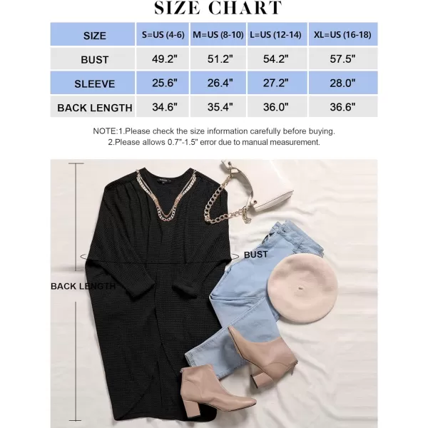imageZESICA Womens 2024 Fall Casual Waffle Knit Solid Color Long Batwing Sleeve Oversized Open Front Sweater Cardigan CoatBlack