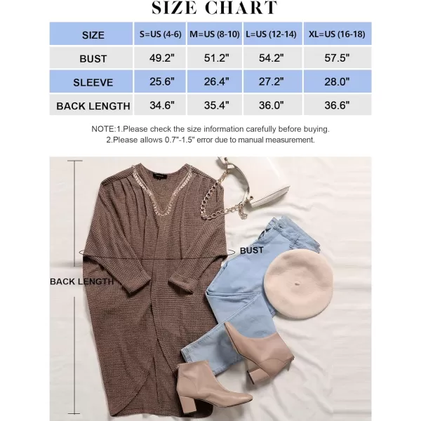 imageZESICA Womens 2024 Fall Casual Waffle Knit Solid Color Long Batwing Sleeve Oversized Open Front Sweater Cardigan CoatCaramel