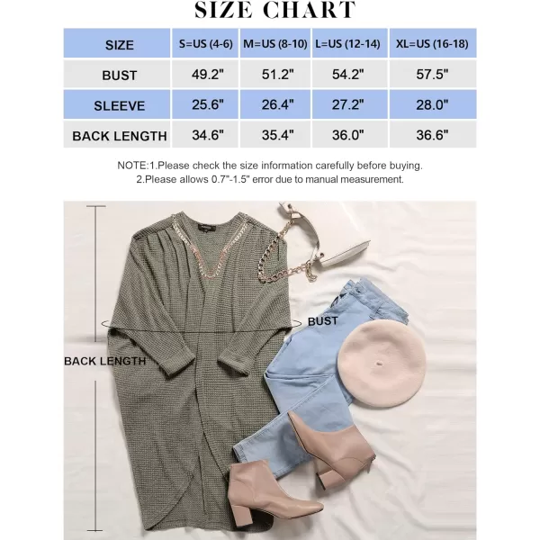 imageZESICA Womens 2024 Fall Casual Waffle Knit Solid Color Long Batwing Sleeve Oversized Open Front Sweater Cardigan CoatOlive