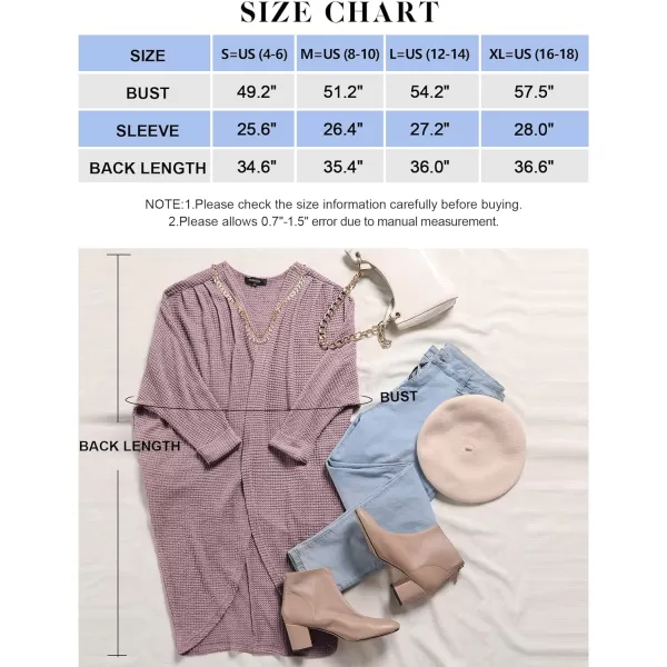 imageZESICA Womens 2024 Fall Casual Waffle Knit Solid Color Long Batwing Sleeve Oversized Open Front Sweater Cardigan CoatTaro