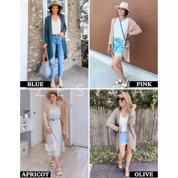 imageZESICA Womens 2024 Fall Casual Waffle Knit Solid Color Long Batwing Sleeve Oversized Open Front Sweater Cardigan CoatWatermelon