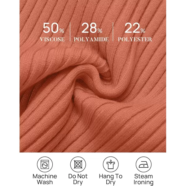 imageZESICA Womens 2024 Fall Fashion Long Sleeve Shirts Crewneck Cut Out Ribbed Knit Slim Fitted Sweater TopsOrange
