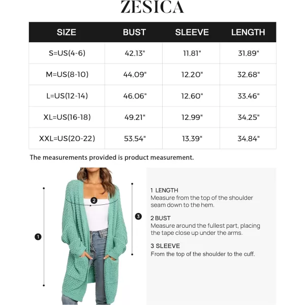 imageZESICA Womens 2024 Fall Long Batwing Sleeve Open Front Chunky Knit Cardigan SweaterGreen