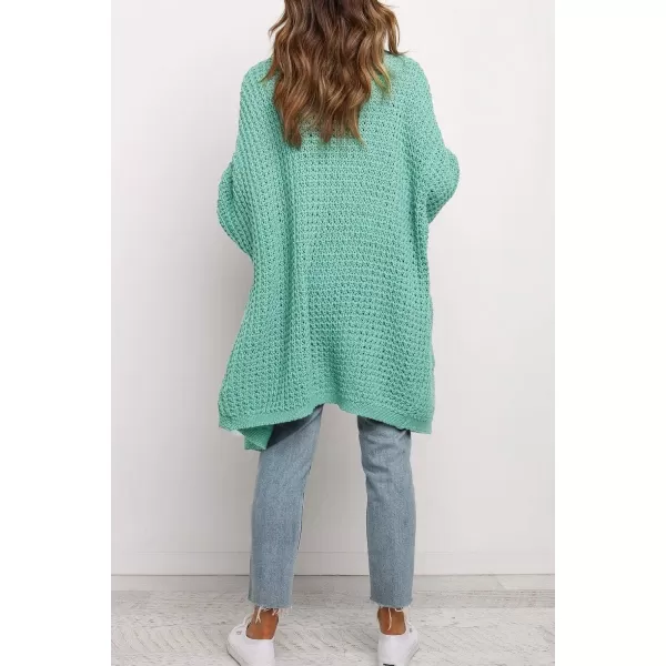 imageZESICA Womens 2024 Fall Long Batwing Sleeve Open Front Chunky Knit Cardigan SweaterGreen