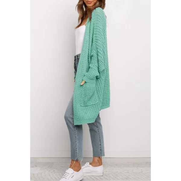 imageZESICA Womens 2024 Fall Long Batwing Sleeve Open Front Chunky Knit Cardigan SweaterGreen