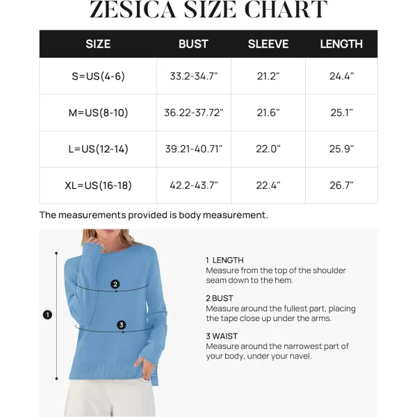 imageZESICA Womens 2024 Fall Long Sleeve Crew Neck Soft Knit Side Slit Comfy Loose Pullover Sweater Jumper TopsBlue