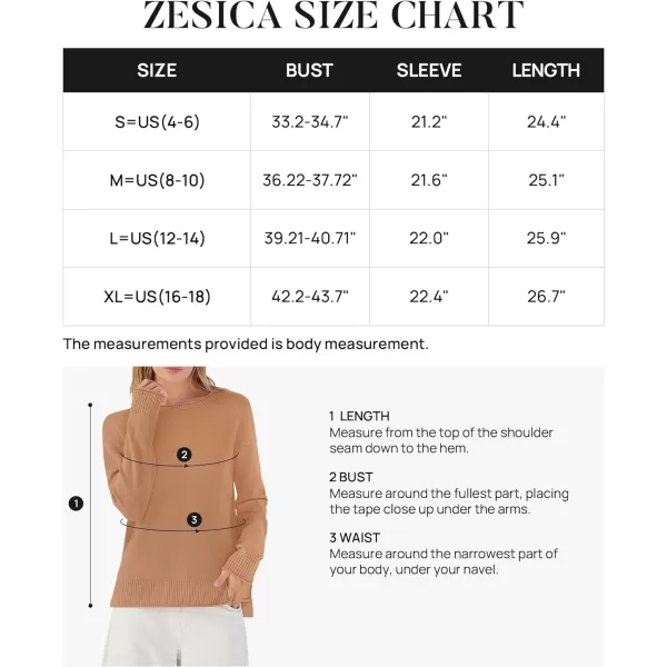 imageZESICA Womens 2024 Fall Long Sleeve Crew Neck Soft Knit Side Slit Comfy Loose Pullover Sweater Jumper TopsCamel