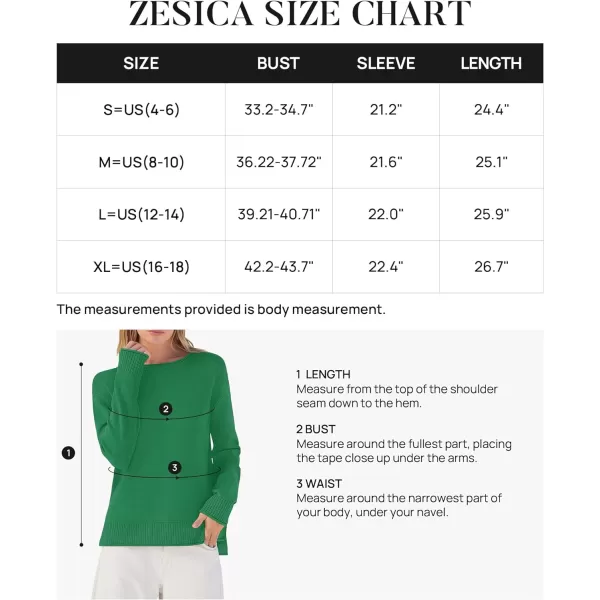 imageZESICA Womens 2024 Fall Long Sleeve Crew Neck Soft Knit Side Slit Comfy Loose Pullover Sweater Jumper TopsGreen