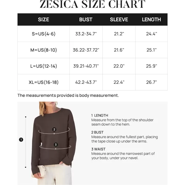 imageZESICA Womens 2024 Fall Long Sleeve Crew Neck Soft Knit Side Slit Comfy Loose Pullover Sweater Jumper TopsNutmeg