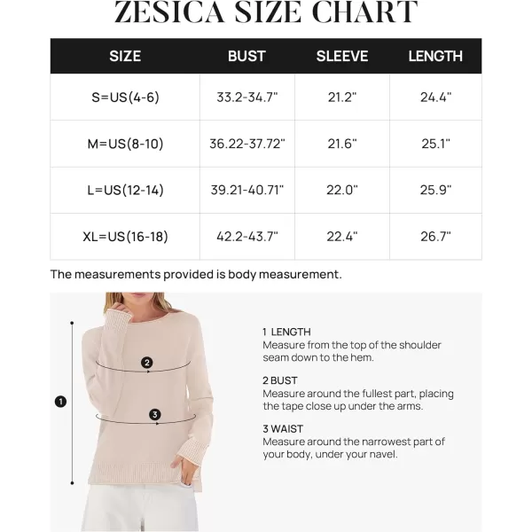 imageZESICA Womens 2024 Fall Long Sleeve Crew Neck Soft Knit Side Slit Comfy Loose Pullover Sweater Jumper TopsSand