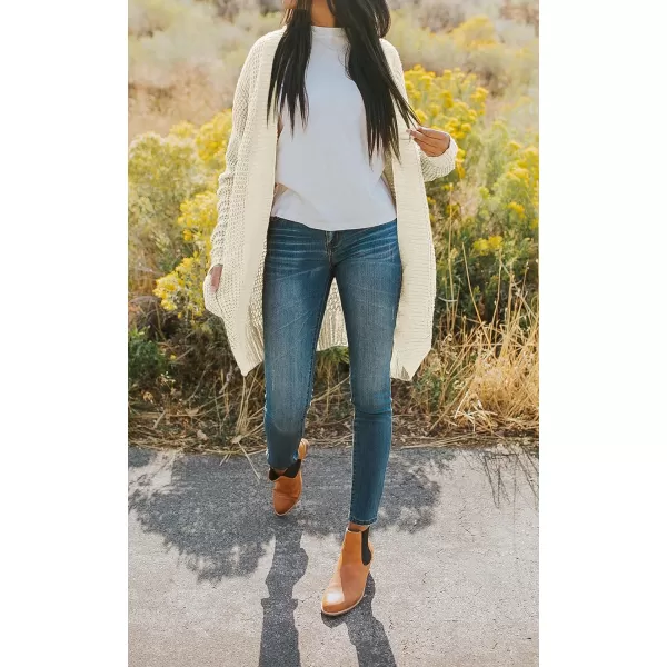 imageZESICA Womens 2024 Fall Long Sleeve Open Front Cardigans Casual Lightweight Soft Chunky Knit Draped Sweaters OuterwearsApricot